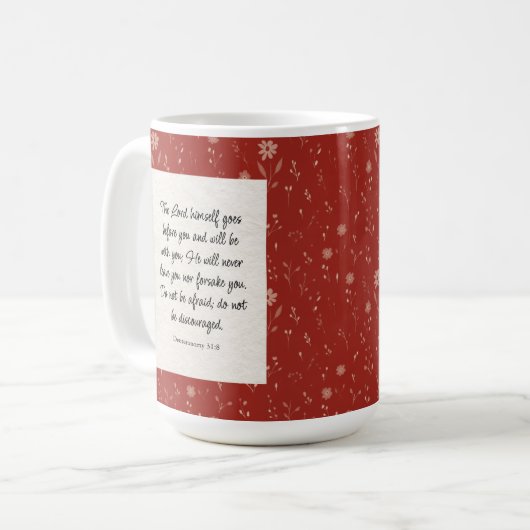 申命記31:8聖書の詩のイメージ コーヒーマグカップ (正面左)