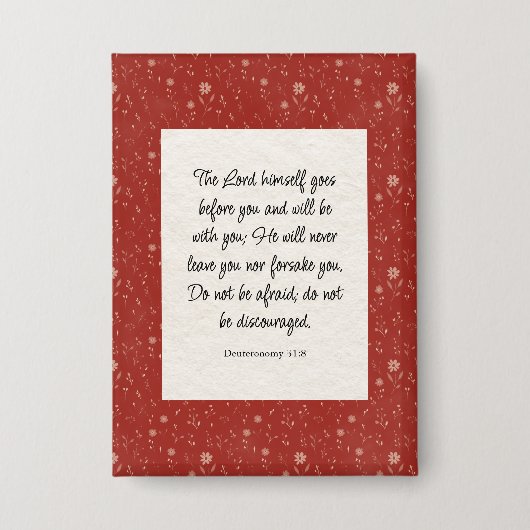 申命記31:8聖書の詩のイメージ 缶バッジ (正面)