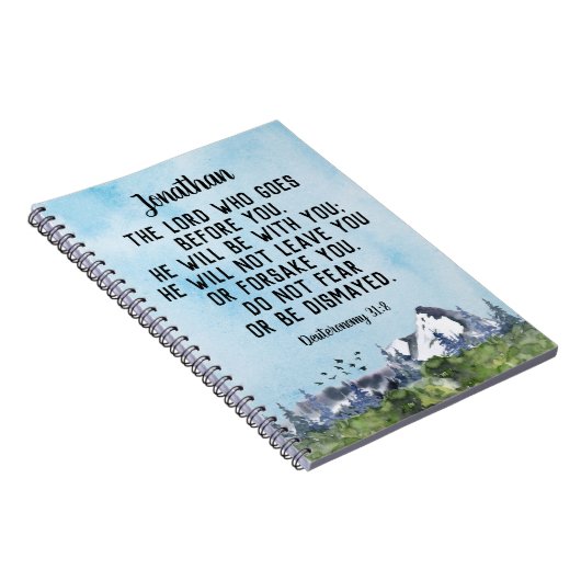 申命記31 8聖書の詩の水の色の自然 ノートブック (右側)