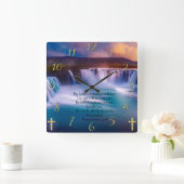 申命記31:8金ゴールドキリスト教信仰祈りの言葉 スクエア壁時計 (ホーム)