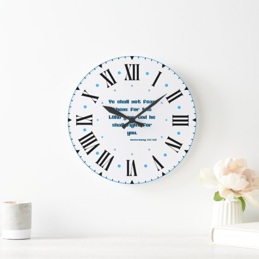 申命記3:22 KJV聖書Verse IIローマ数字 ラージ壁時計 (ホーム)