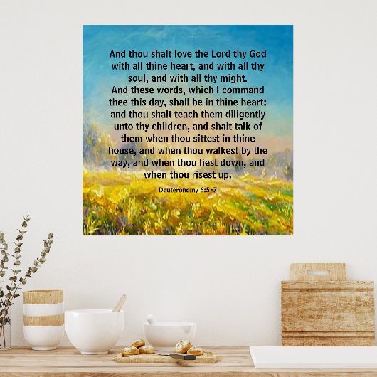 申命記6:5-7 ポスター (キッチン)