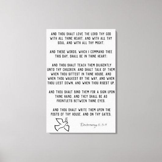 申命記6:5-9 KJV聖書の聖句と共に行く キャンバスプリント (正面)
