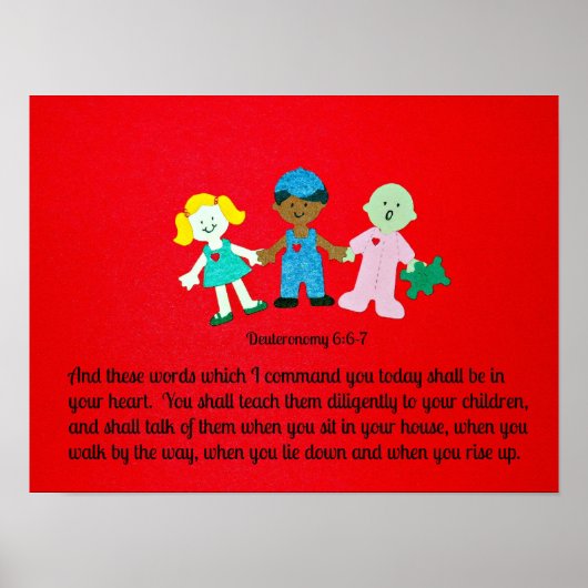 申命記6:6-7そして私が命じるこれらの言葉 ポスター (正面)