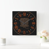 申命記8:3 KJV聖書ローマ数字 スクエア壁時計 (ホーム)