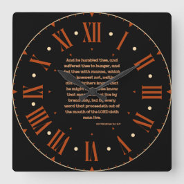申命記8:3 KJV聖書ローマ数字 スクエア壁時計