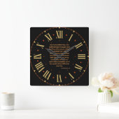 申命記8:3 KJV聖書Verse IIローマ数字 スクエア壁時計 (ホーム)