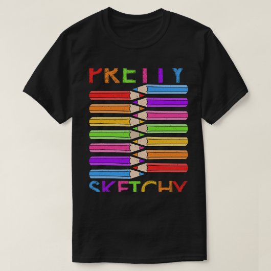 男おもしろいかわいらし女の向け芸術的Sketchy Art Tシャツ (デザイン正面)