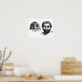 男おもしろいとフクロウのヴィンテージ漫画 ポスター (キッチン)