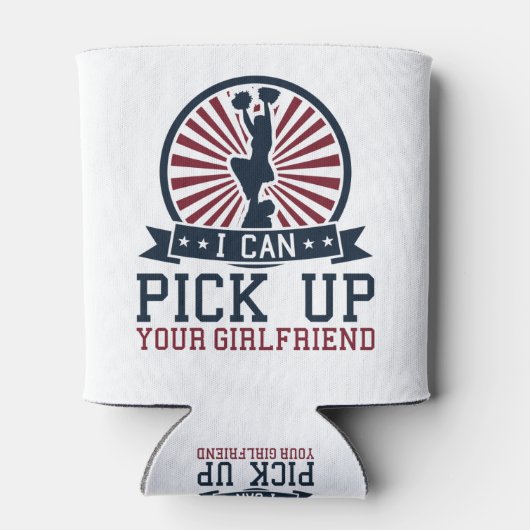 男おもしろいのチアリーダー私が彼女を迎え上げる 缶クーラー (裏面)