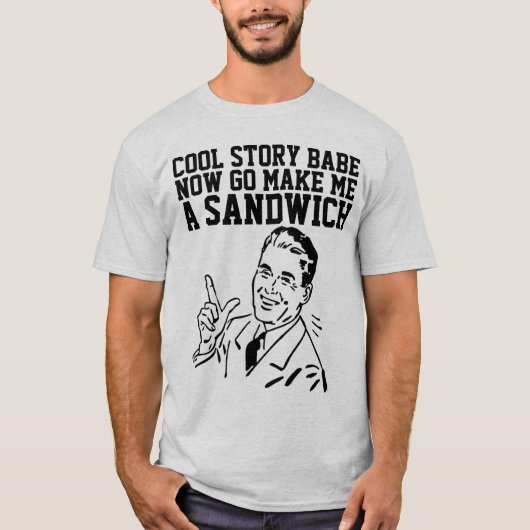 男おもしろいのレトロTシャツ行ってサンドイッチ作って Tシャツ (正面)