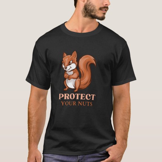 男おもしろいの保護リス Tシャツ (正面)