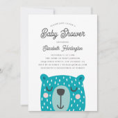 男おもしろいの子にかわいい動物。ベビーシャワー(青) 招待状 (正面)