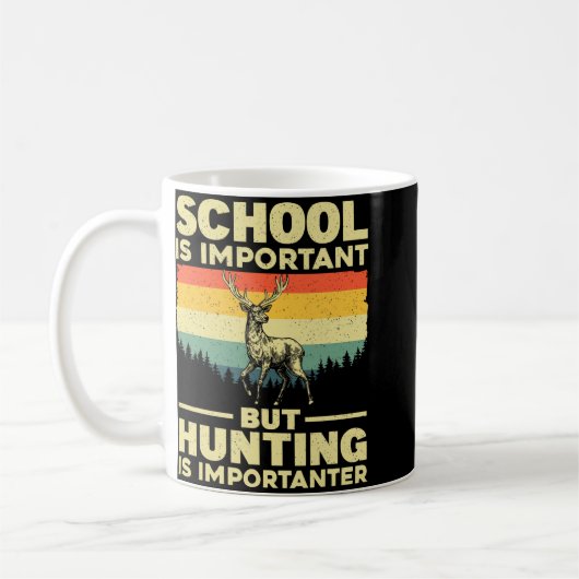 男おもしろいの子のための狩りアート鹿ハンターワイルドルフ コーヒーマグカップ (左)