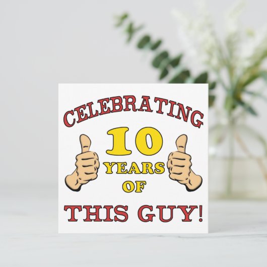 男おもしろいの子のための10誕生日 カード (スタンド正面)