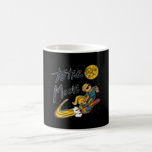 男おもしろいの子のサーフィンが月に宇宙 コーヒーマグカップ (中央)