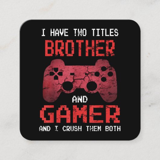 男おもしろいの子のブラザーのためのゲーマーヴィンテージビデオゲーム スクエア名刺 (正面)