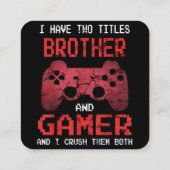 男おもしろいの子のブラザーのためのゲーマーヴィンテージビデオゲーム スクエア名刺 (裏面)