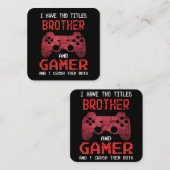 男おもしろいの子のブラザーのためのゲーマーヴィンテージビデオゲーム スクエア名刺 (正面/裏面)