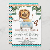 男おもしろいの子ロアライオンクラウンキング4歳 招待状 (正面/裏面)