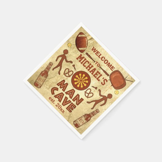 男おもしろいの洞窟あなたの名カスタム前 スタンダードカクテルナプキン (角)