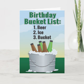 男おもしろいの誕生日カード – Beer bucket list カード