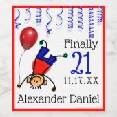 男おもしろいの21歳の誕生日パーティーワきらめくインまたは ワインラベル (シングルラベル)