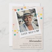 男おもしろいの97歳の誕生日招待状おもしろい写真 招待状 (正面)