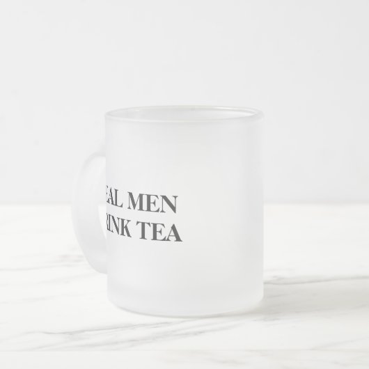 男おもしろい人用ガラス製マグ | 実在茶 フロストグラスマグカップ (正面左)