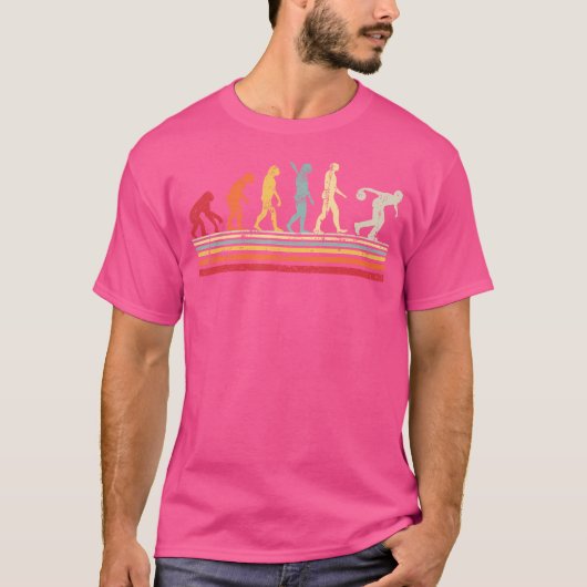 男おもしろい女のボーリング進化 Tシャツ (正面)