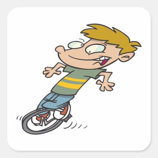 男おもしろい子乗用一輪車 スクエアシール (正面)