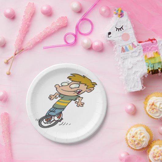 男おもしろい子乗用一輪車 ペーパープレート (パーティー)