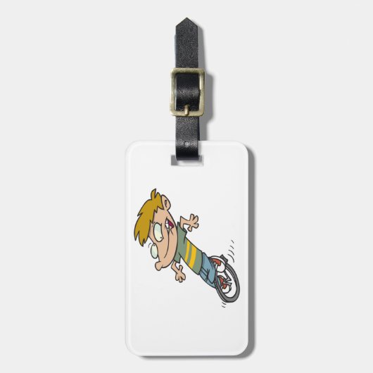 男おもしろい子乗用一輪車 ラゲッジタグ (正面縦)