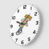 男おもしろい子乗用一輪車 ラージ壁時計 (傾斜)