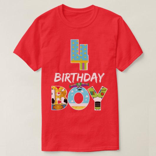 男おもしろい子向けトイ4thバースデーストーリーBday Gift Tシャツ (デザイン正面)