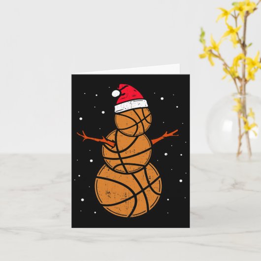 男おもしろい子女子のバスケットボールのクリスマス雪だるま カード (黄色い花)