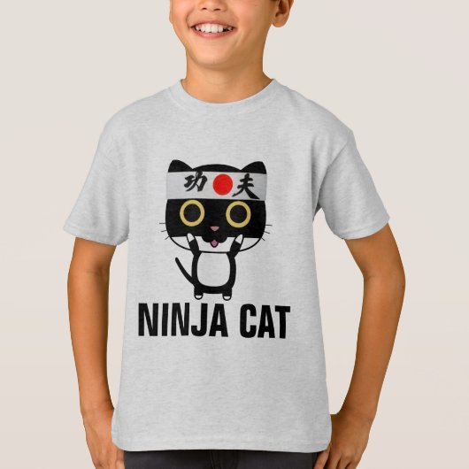男おもしろい子用Tシャツ忍者CAT Tシャツ (正面)