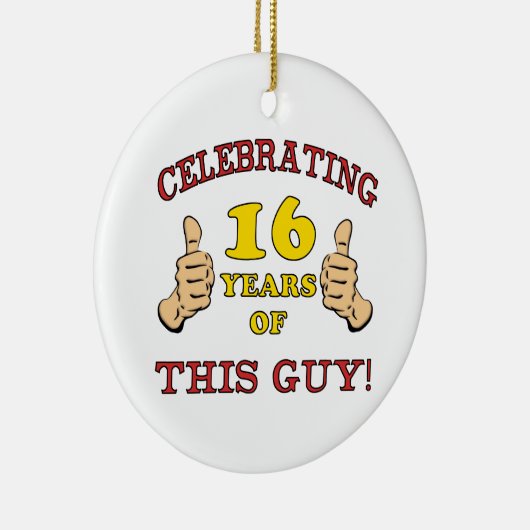 男おもしろい子16誕生日 セラミックオーナメント (右)