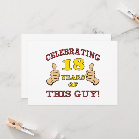 男おもしろい子18誕生日 カード (正面/裏面インサイチュ)
