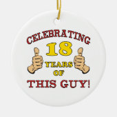 男おもしろい子18誕生日 セラミックオーナメント (正面)