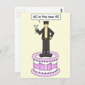 男おもしろい子60番誕生日60が新型40 ポストカード (正面/裏面)