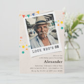 男おもしろい子88歳の誕生日招待状おもしろい写真 招待状 (スタンド正面)