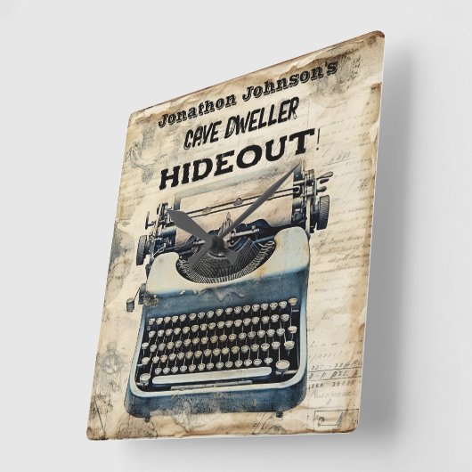 男おもしろい洞窟タイプライター壁時計 スクエア壁時計 (傾斜)