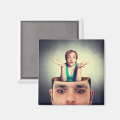 男おもしろい頭の女性 マグネット (正面/裏面)