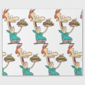 男おもしろい食べ物のサンドイッチ ラッピングペーパー (フラット)