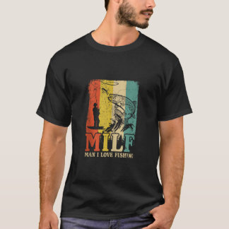 男おもしろいI愛魚釣りMILF漁師メンウーマン Tシャツ