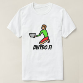 男がスープを持ってボウルとウェルシュ文字ブワイドfi tシャツ
