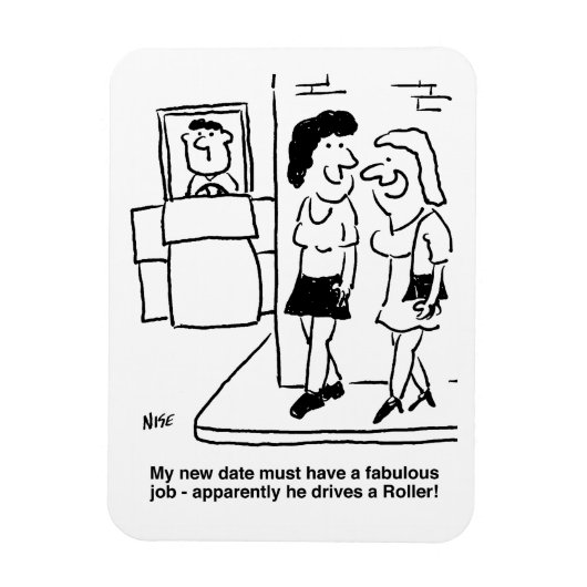 男がロードローラー漫画を運転おもしろい中 マグネット (縦)