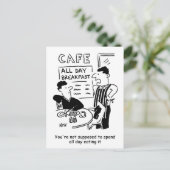 男が一日中食べ過ごす朝食 ポストカード (スタンド正面)