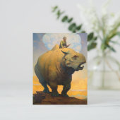 男が乗る奇妙な獣ファンタジーSF ポストカード (スタンド正面)